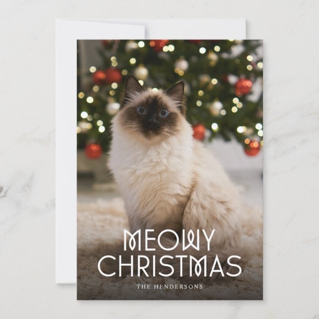 Meowy Christmas Cat Photo  Holiday Card (Front)