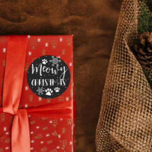 Meowy Christmas CAT Present, PET, Custom CAT  Classic Round Sticker