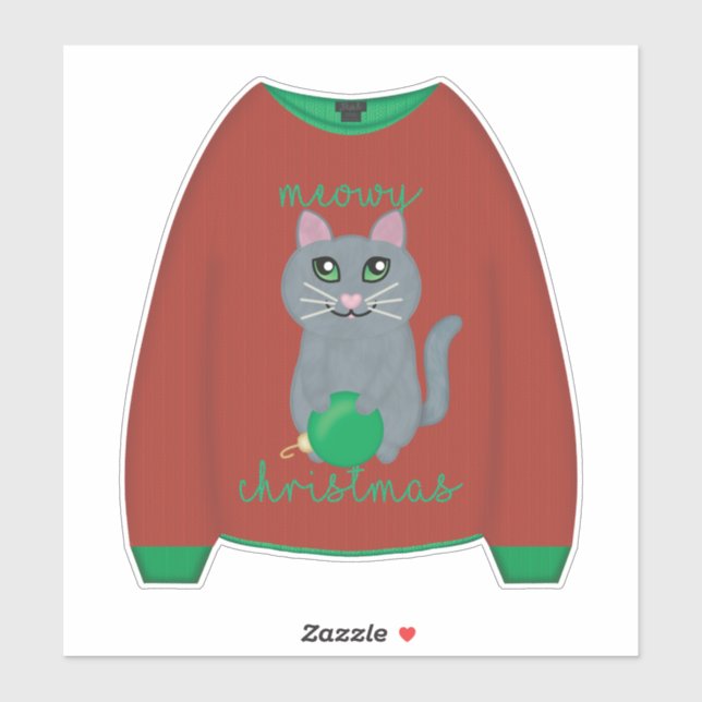Meowy Christmas Cat Sweater Sticker (Sheet)