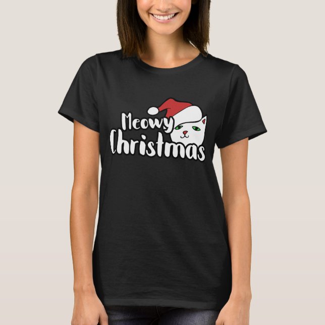 Meowy Christmas Cat T-Shirt (Front)