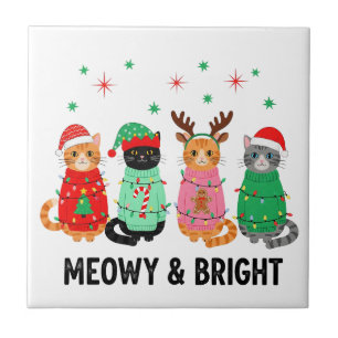 Meowy Christmas Cat Tile