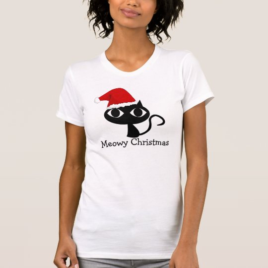 Meowy Christmas, Cat with Santa Hat T-shirt