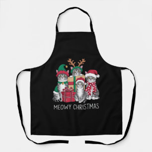 Meowy Christmas Cat Xmas Funny Cats Lover Apron