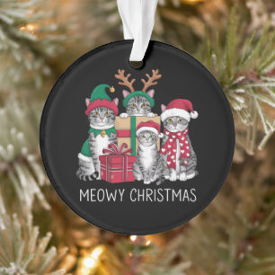Meowy Christmas Cat Xmas Funny Cats Lover Ornament