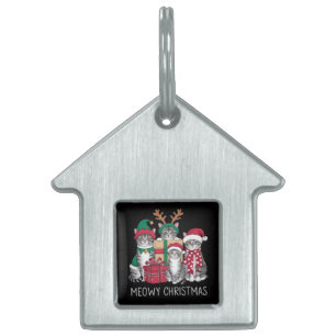 Meowy Christmas Cat Xmas Funny Cats Lover  Pet ID Tag