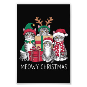 Meowy Christmas Cat Xmas Funny Cats Lover  Photo Print