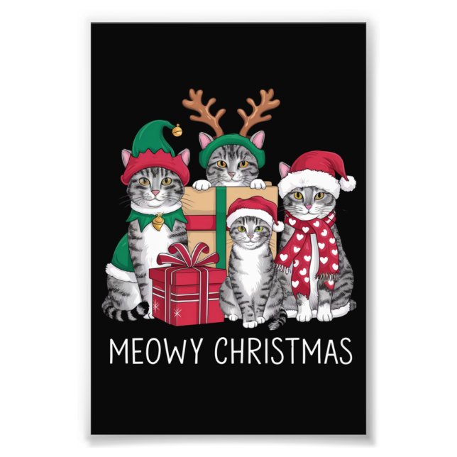 Meowy Christmas Cat Xmas Funny Cats Lover  Photo Print (Front)