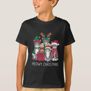 Meowy Christmas Cat Xmas Funny Cats Lover  T-Shirt