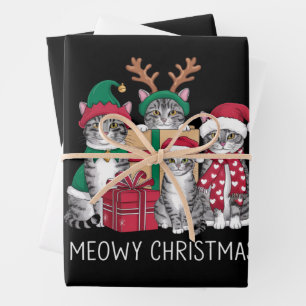 Meowy Christmas Cat Xmas Funny Cats Lover  Wrapping Paper Sheet