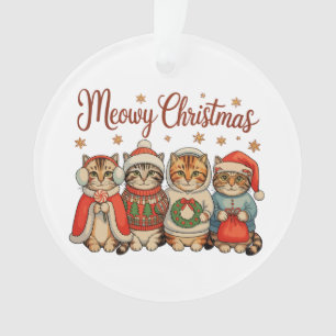 Meowy Christmas Cat Xmas Santa Hat Holiday Season Ornament