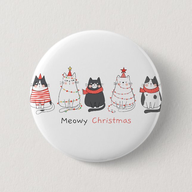 Meowy Christmas Cats 6 Cm Round Badge (Front)