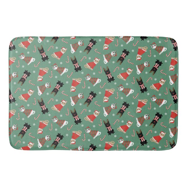 Meowy Christmas Cats Bath Mat (Front)