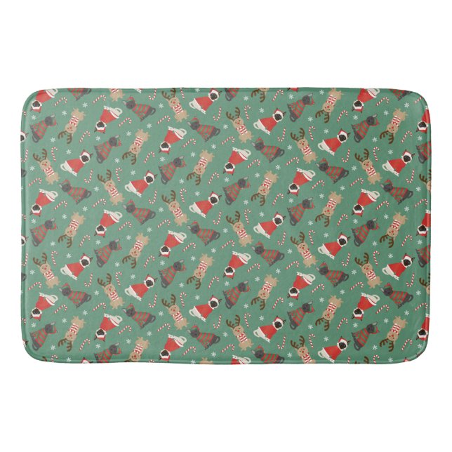 Meowy Christmas Cats Bath Mat (Front)