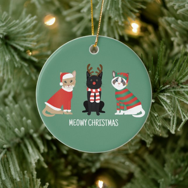 Meowy Christmas Cats Ceramic Tree Decoration (Tree)