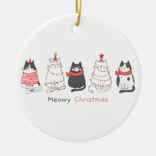 Meowy Christmas Cats Ceramic Tree Decoration