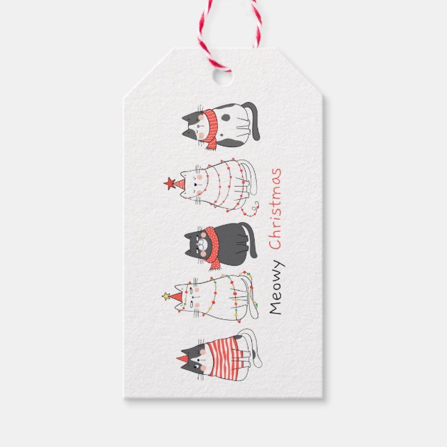 Meowy Christmas Cats Gift Tags (Front)