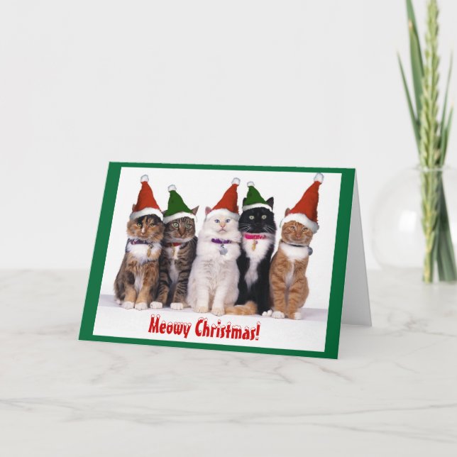 "Meowy Christmas!" Cats Holiday Card (Front)