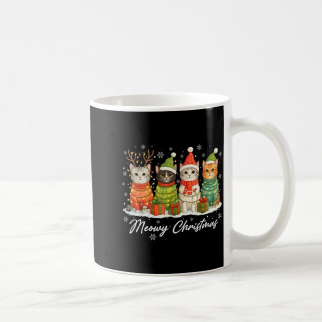 Meowy Christmas Cats Holiday Lights Cozy Season Xm Coffee Mug (Right)