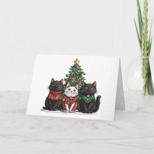 Meowy Christmas Cats Holiday Tree Card
