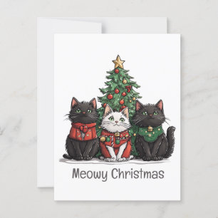 Meowy Christmas Cats Holiday Tree Postcard