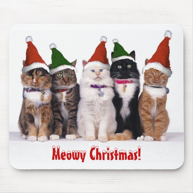 "Meowy Christmas!" Cats In Hats Mouse Mat (Front)