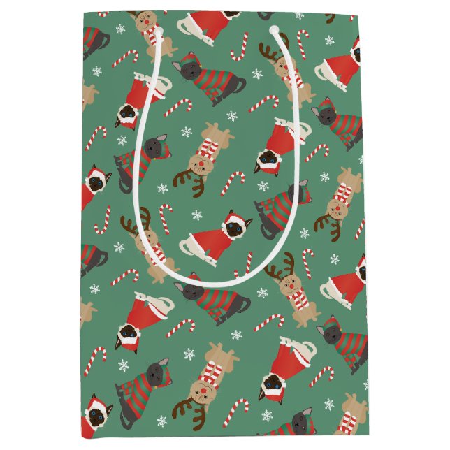 Meowy Christmas Cats Medium Gift Bag (Front)