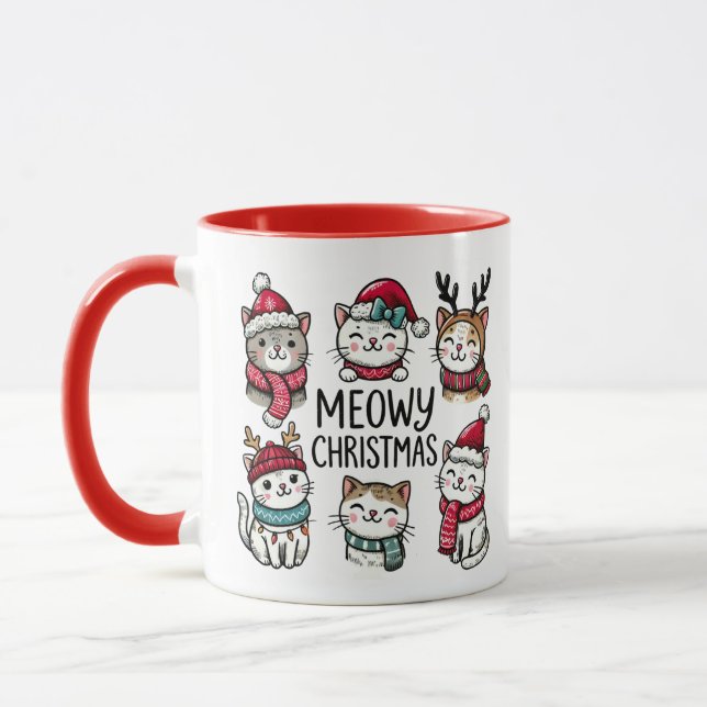 Meowy Christmas Cats Mug (Left)