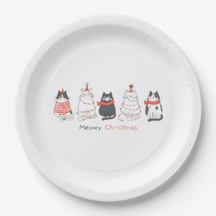 Meowy Christmas Cats Paper Plate