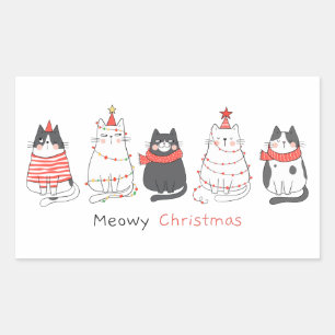 Meowy Christmas Cats Rectangular Sticker