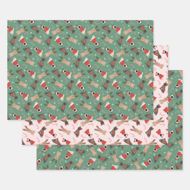 Meowy Christmas Cats Wrapping Paper Sheet (Set)