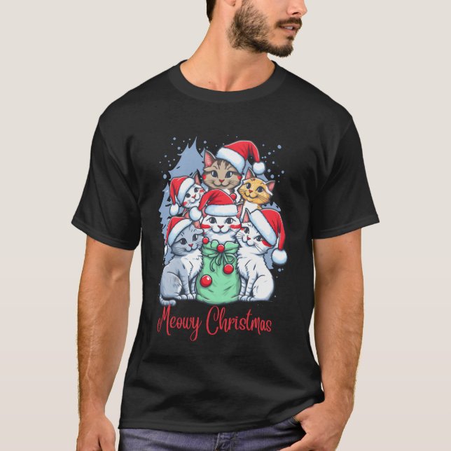Meowy Christmas Christmas Cat retro T-Shirt (Front)