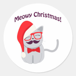 Meowy Christmas! Classic Round Sticker