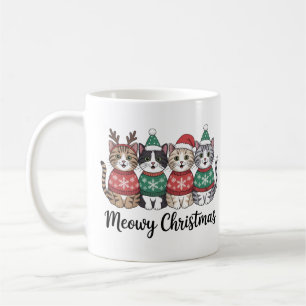 Meowy Christmas Coffee Cute Holiday Cat Lover Coffee Mug
