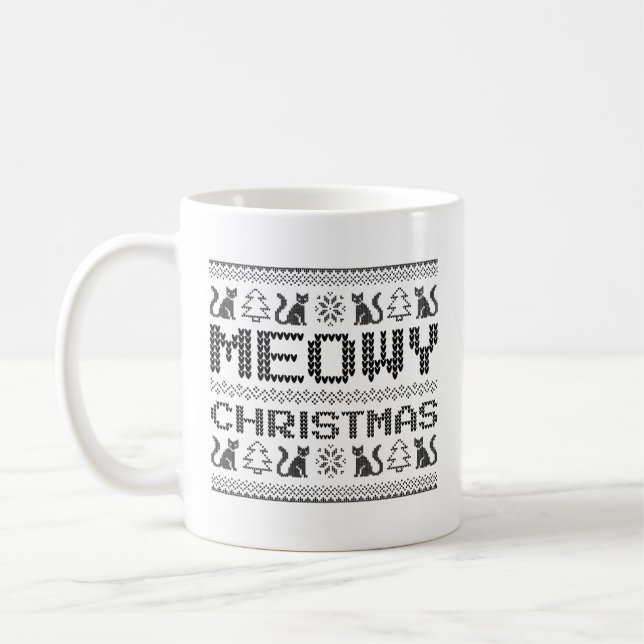 Meowy Christmas Coffee Mug (Left)