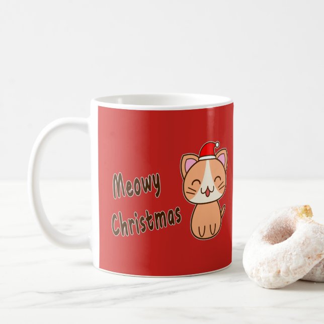 Meowy Christmas Coffee Mug (With Donut)