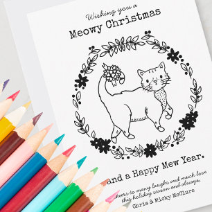 Meowy Christmas Colour Your Own Cute Cat Holiday Card