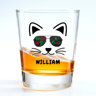 Meowy Christmas Cool Sunglasses Kitty Cat White Shot Glass