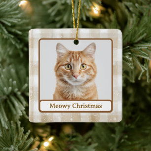 Meowy Christmas Custom Cat Photo Ornament