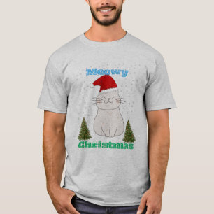 Meowy Christmas Cute Cat Design Funny Holiday Ca T-Shirt