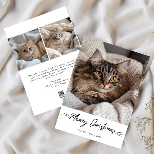 Meowy Christmas Cute Cat Handwriting Photo Holiday Card