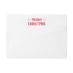 Meowy Christmas Cute Cat Holiday Wrap Around Label