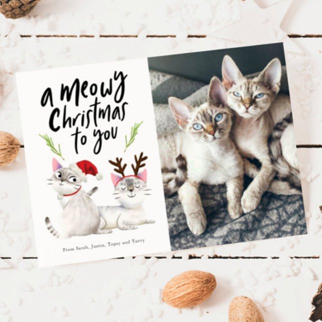 Meowy Christmas Cute Cat Photo Holiday Card (Creator Uploaded)
