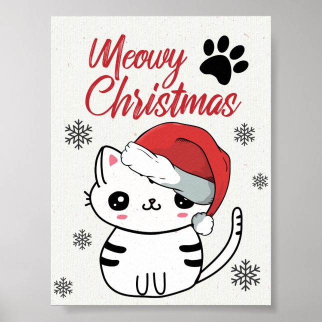Meowy Christmas Cute Cat Poster (Front)