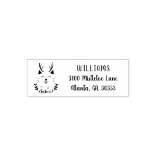 Meowy Christmas   Cute Cat Return Address Self-inking Stamp