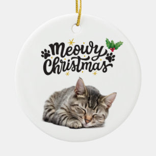 Meowy Christmas Cute Cat Sleeping Ceramic Tree Decoration
