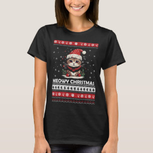 Meowy Christmas Cute Cats And Coffee Merry Xmas Gr T-Shirt