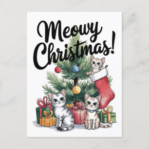 Meowy Christmas Cute Cats Postcard