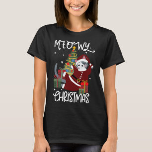 Meowy Christmas Cute Funny Cat Lover  T-Shirt