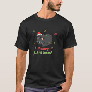 Meowy Christmas Cute Kitten Catmas Cats Santa Hat  T-Shirt