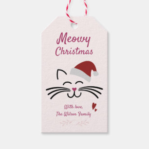 Meowy Christmas - Cute Kitten w. Santa Hat Gift Tags